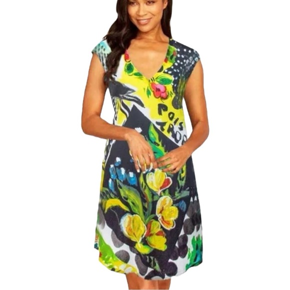 Jams World Sherry Dress Hawaiian Tropical Floral Print Wearable Art Size Medium - Picture 3 of 8